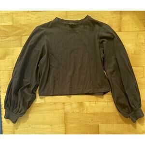 The Range NYC Balloon Long Sleeve Crop Tee Black Revolve XS